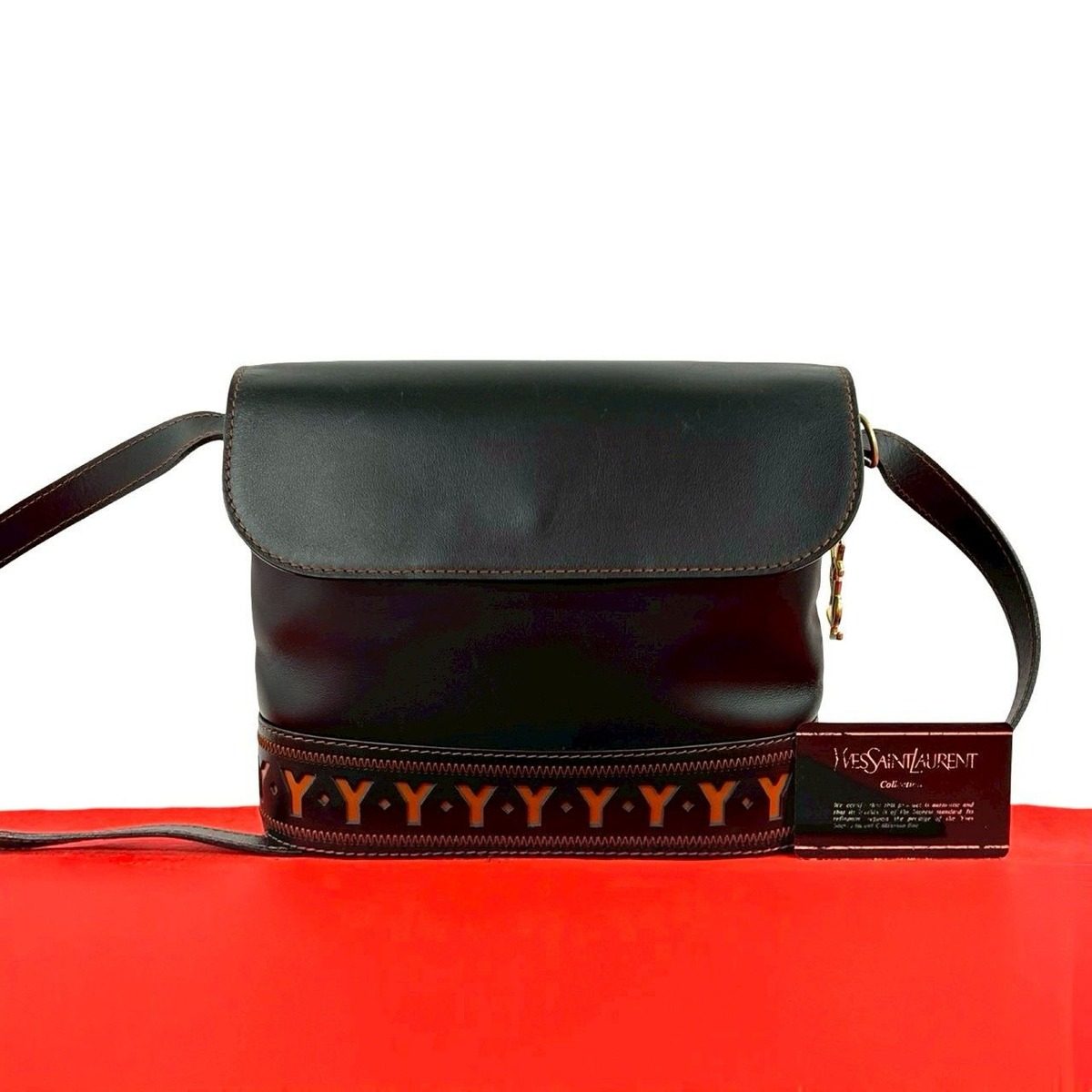 Saint Laurent Yves Cassandra Cutout Leather Shoulder Bag Black