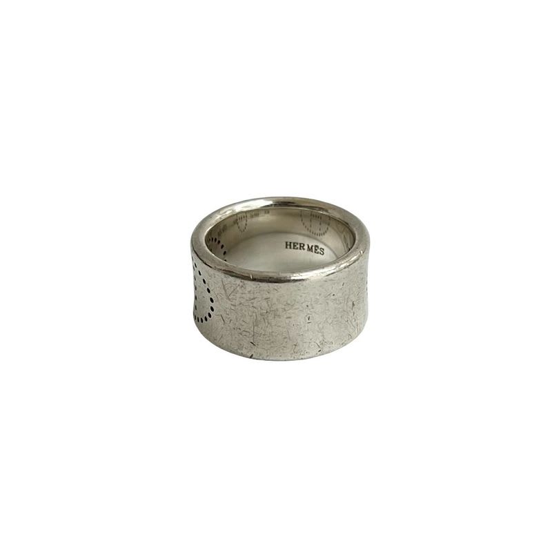 Hermes Ribbon Logo Punching Silver 925 Ring No 9 Accessories 09964 — view 7