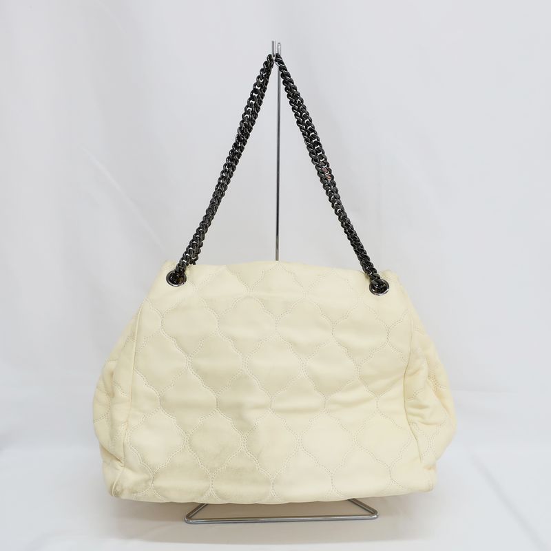 Chanel Handbag Chain Ivory Silver Hardware Leather — view 4