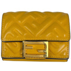 Fendi Baguette Micro Trifold Wallet Leather Yellow