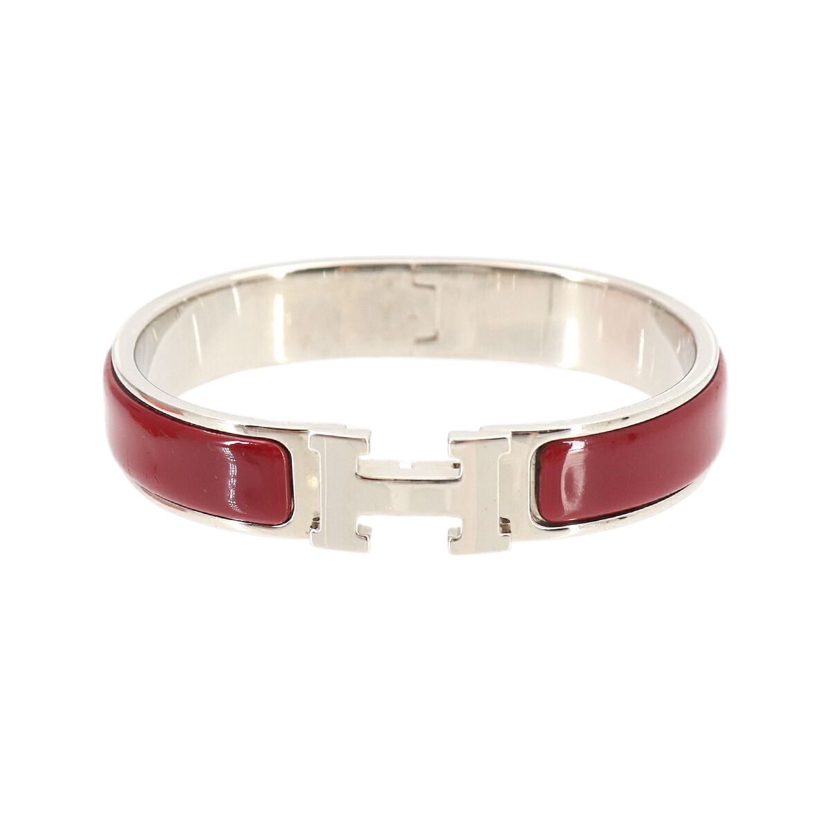 Hermes Clic PM Bangle Red Silver Bracelet
