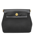 Hermes Shoulder Bag Herbag Zip 20 Mini Canvas Toile Hunter Black Gold
