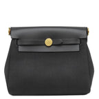 Hermes Shoulder Bag Herbag Zip 20 Mini Canvas Toile Hunter Black Gold