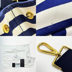 Prada Canapa B2642 B Navy Ivory Tote Canvas — view 8