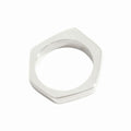 Gucci Polished Asymmetric Nut Motif Hexagon Ring Silver