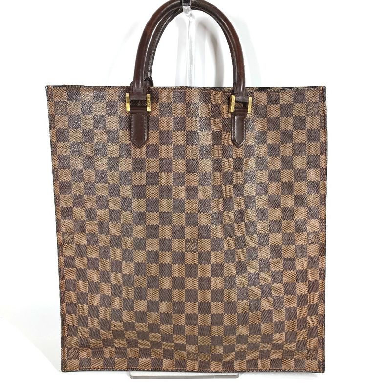 Louis Vuitton Tote Bag Sac Plat Damier Canvas Ebene Brown — view 2