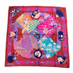 Hermes Carre 90 Scarf Silk 100% Kimono and Inro Red — view 3