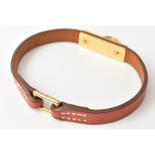 Hermes Bangle Bracelet Pinkish Brown Gold Size — view 4