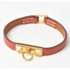 Hermes Bangle Bracelet Pinkish Brown Gold Size