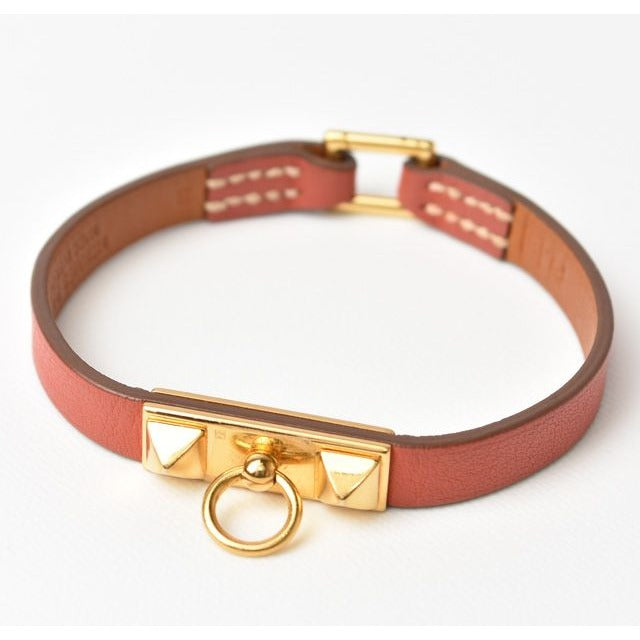 Hermes Bangle Bracelet Pinkish Brown Gold Size
