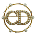 Christian Dior Brooch CD Logo Gold Plated