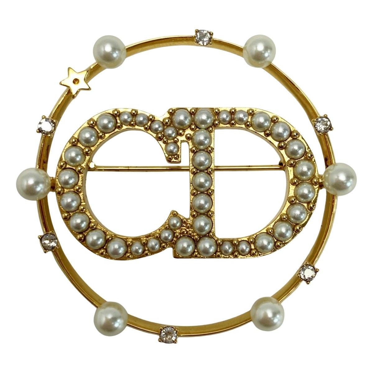 Christian Dior Brooch CD Logo Gold Plated