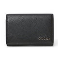Gucci Card Case Business Holder Coin Leather Logo Black Silver Aabxm