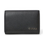 Gucci Card Case Business Holder Coin Leather Logo Black Silver Aabxm