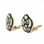 Chanel Earrings Camellia Coco Mark White Black Gold Plated GP 03 P Accessory