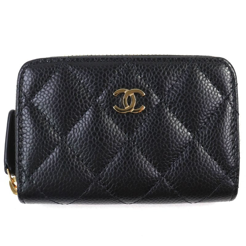 Chanel Classic Coin Purse Caviar Leather Coco Mark Zip Case