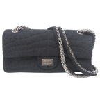 Chanel Shoulder 2.55 Cotton Black Bag
