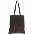 Fendi Roma Flat Tote Silver Leather Suede Gray Red Shoulder Bag
