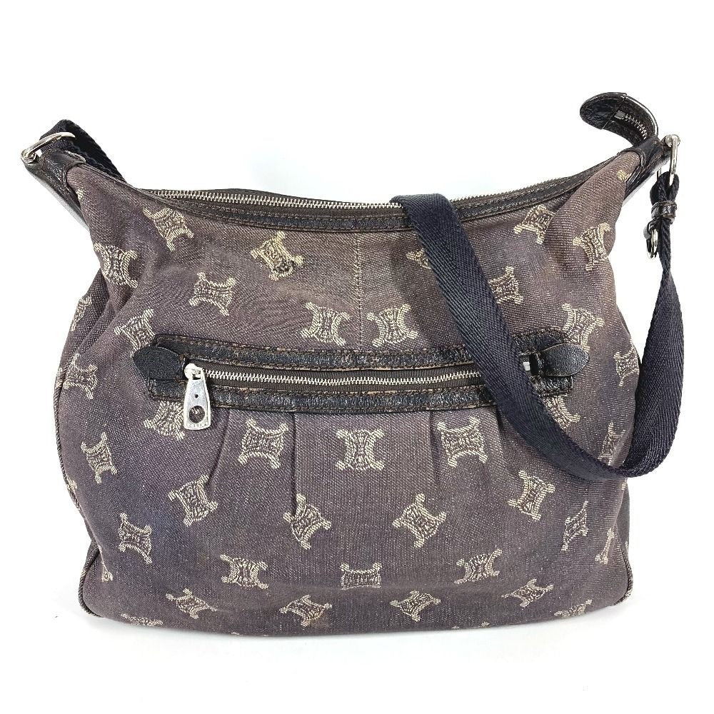 Celine Shoulder Bag Macadam Logo Denim Navy