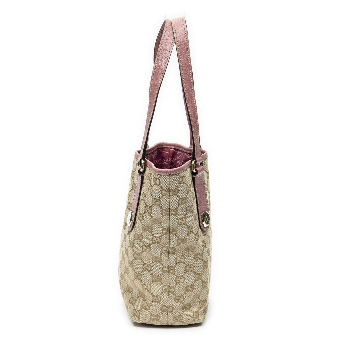 Gucci Charmy Bucket Tote Pink Beige GG Canvas — view 3