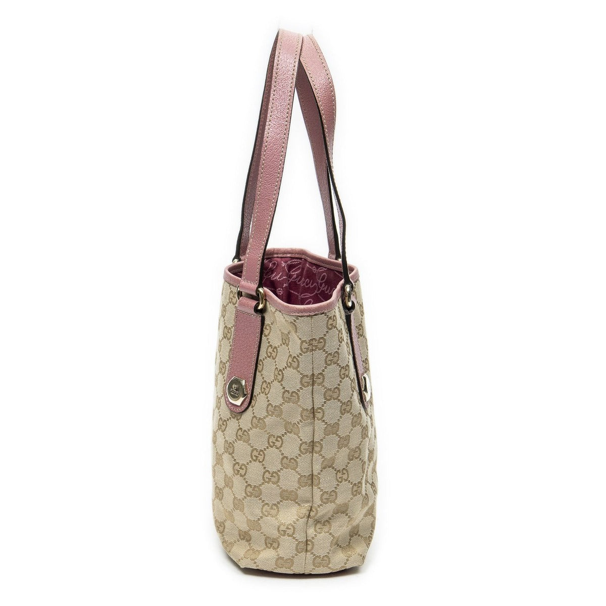 Gucci Charmy Bucket Tote Pink Beige GG Canvas — view 4
