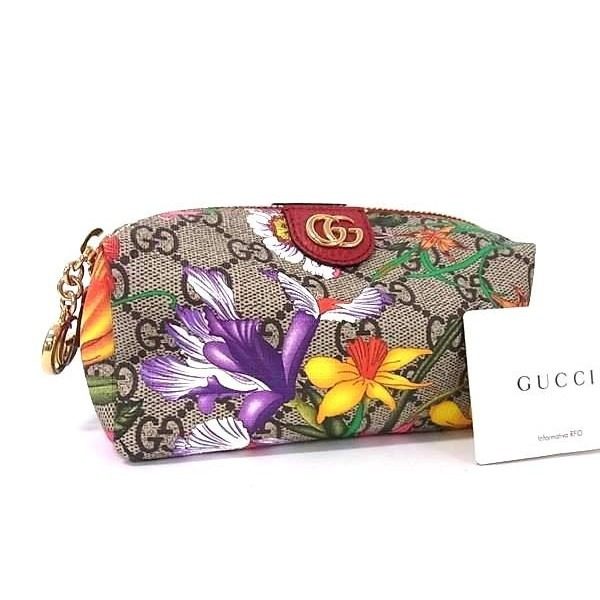 Gucci Ophidia GG Flora Marmont Makeup Pouch Case Multi-Case Brown