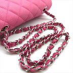 Chanel CC Logo Turnlock Soft Caviar Leather Mini Quilted Chain Shoulder Bag Pink — view 6