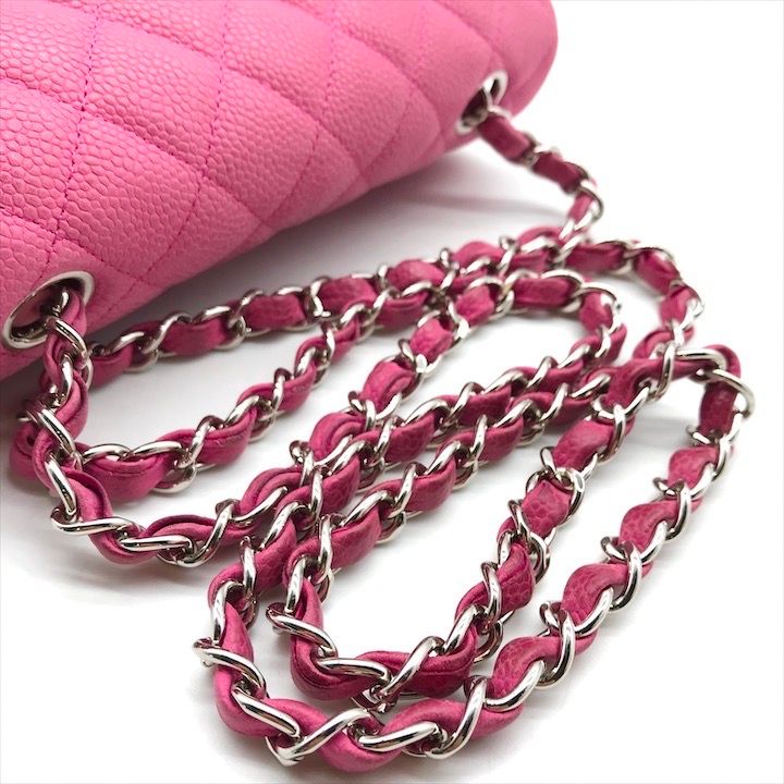 Chanel CC Logo Turnlock Soft Caviar Leather Mini Quilted Chain Shoulder Bag Pink — view 6