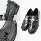 Hermes D'estaing Moccasins Loafers Z Size 38 1 2 Black Studs — view 9