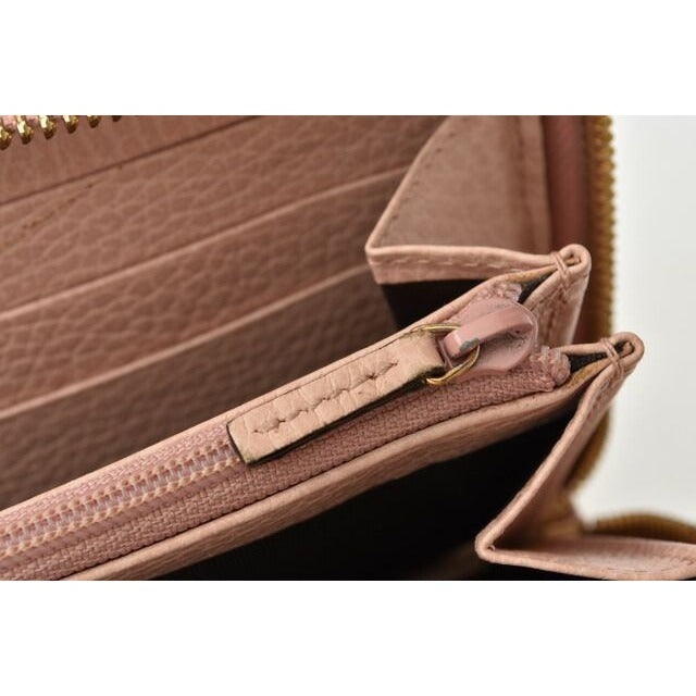 Gucci Wallet Long Petit Marmont Leather Pink Beige Round Zipper — view 6
