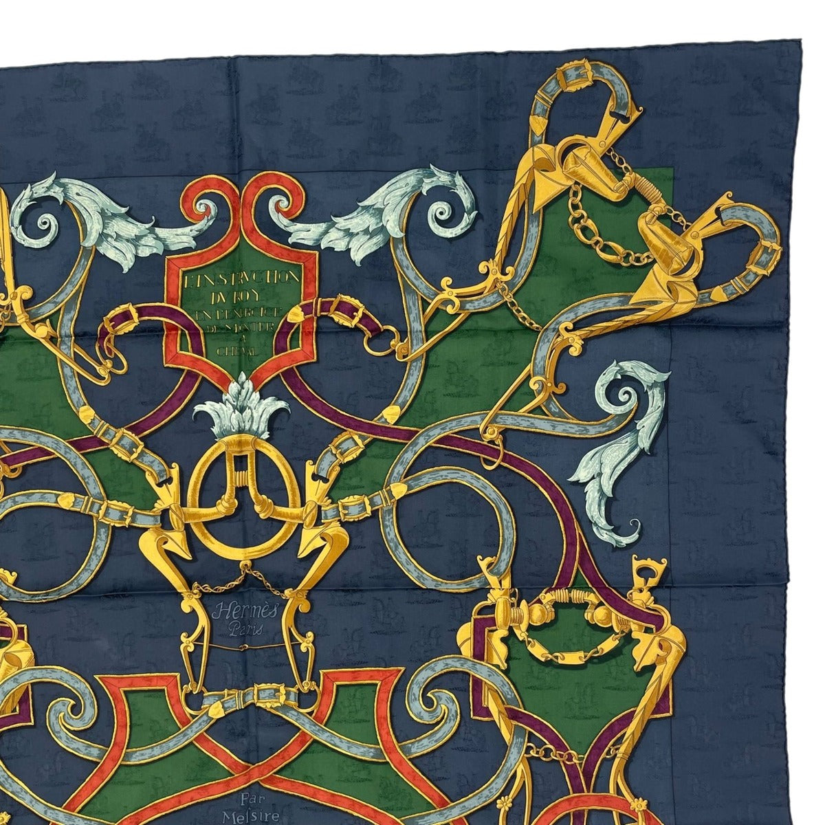 Hermes Scarf Silk Carre 90 L'instrvction du Roy Imperial Studies Navy — view 3