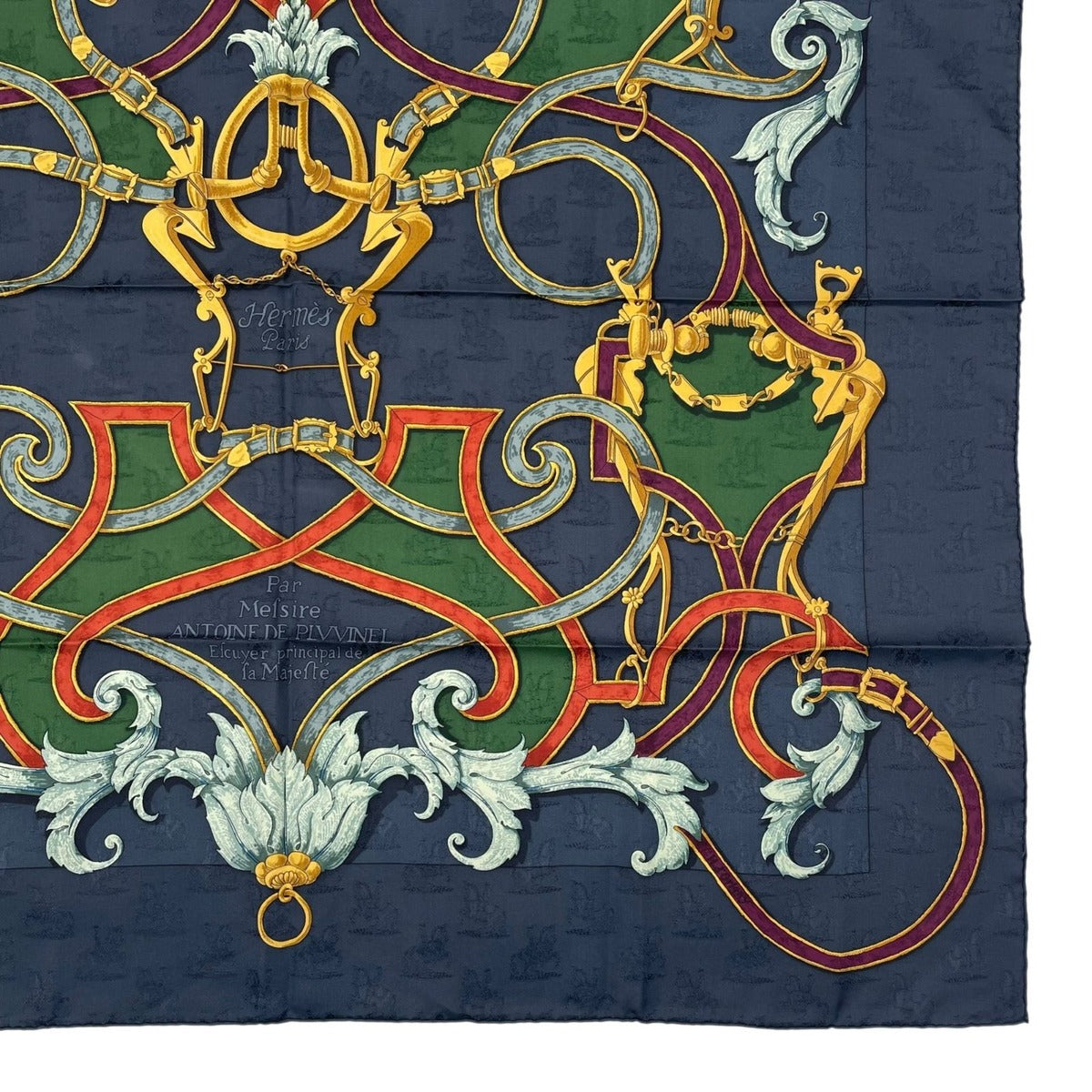 Hermes Scarf Silk Carre 90 L'instrvction du Roy Imperial Studies Navy — view 5