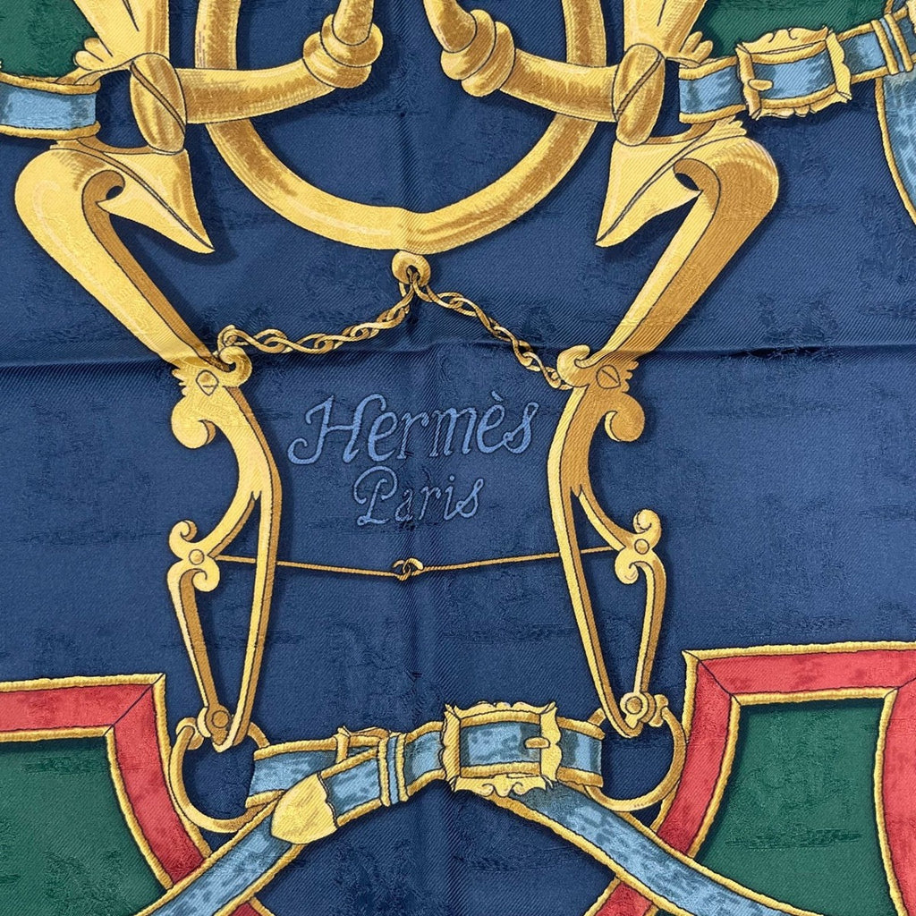 Hermes Scarf Silk Carre 90 L'instrvction du Roy Imperial Studies Navy — view 8