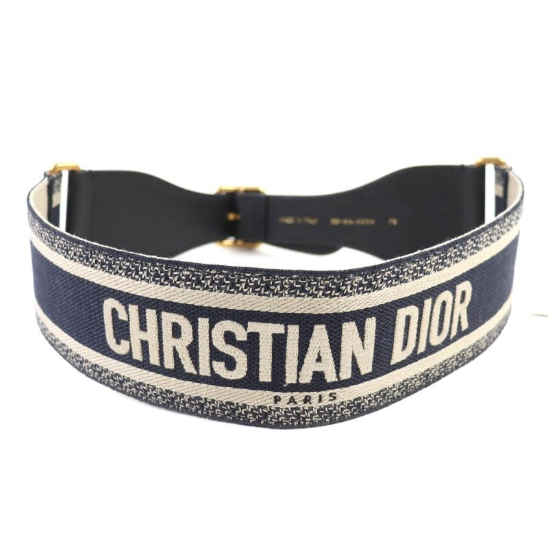 Christian Dior Canvas Logo Embroidery Leather Combi Belt — view 2