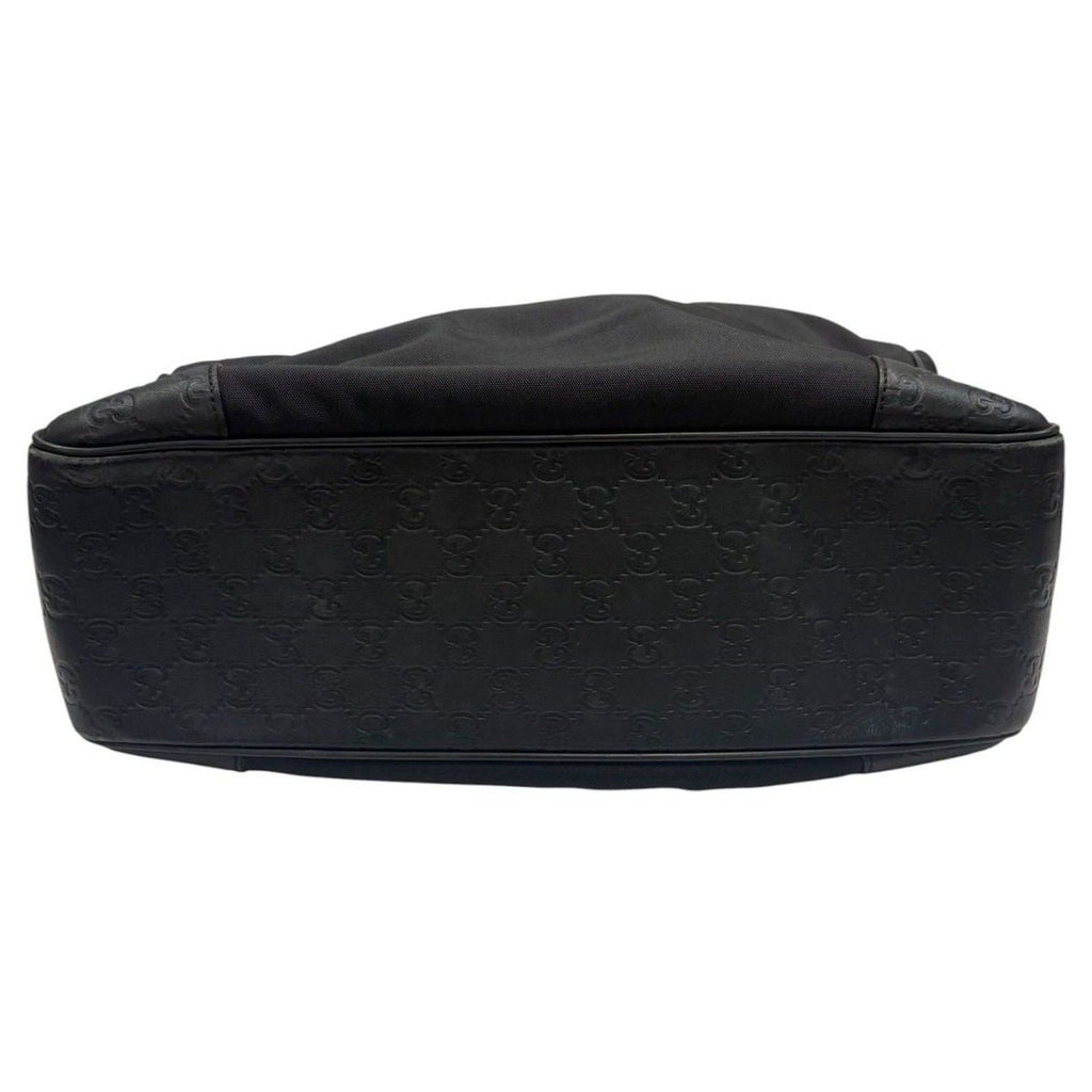 Gucci GG Embossed Black Silver Nylon Leather Shoulder Bag — view 4