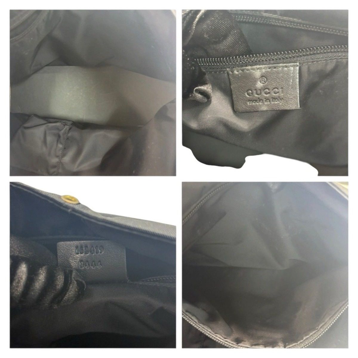 Gucci GG Embossed Black Silver Nylon Leather Shoulder Bag — view 7