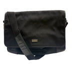 Gucci GG Embossed Black Silver Nylon Leather Shoulder Bag
