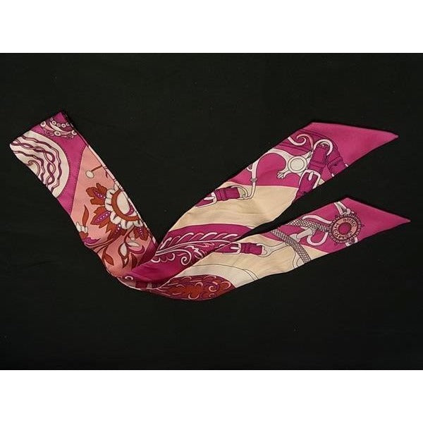 Hermes Scarf Twilly Festival Des Amazones Amazon Celebration Pink 100% Silk — view 3