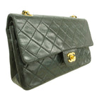 Chanel Shoulder Bag Quilted Lambskin Black Gold — view 2