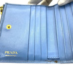 Prada 1 Ml024 Wallet Fold Compact Logo Leather Light Blue — view 6