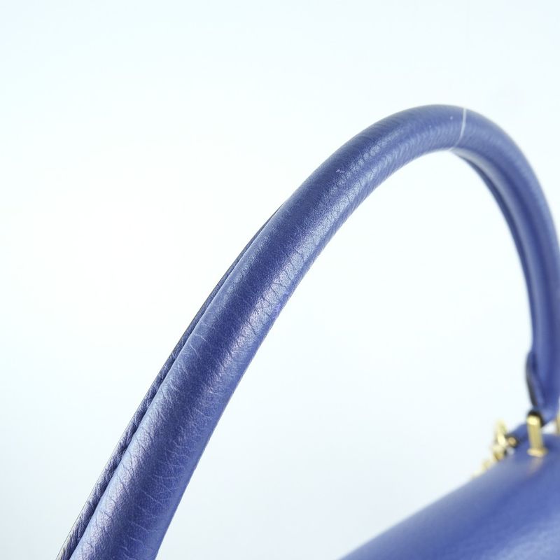 Celine Trapeze 2-Way Shoulder Calf Blue Handbag — view 4