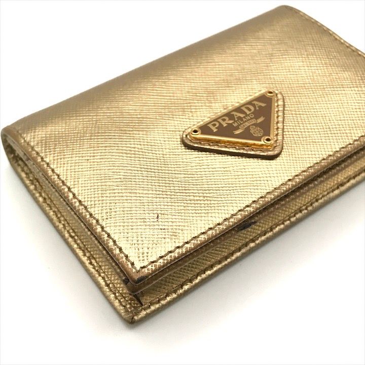Prada Saffiano Leather Bifold Card Case Gold — view 5