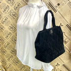 Chanel Quilted Suede Hand Bag Turnlock Black — view 3
