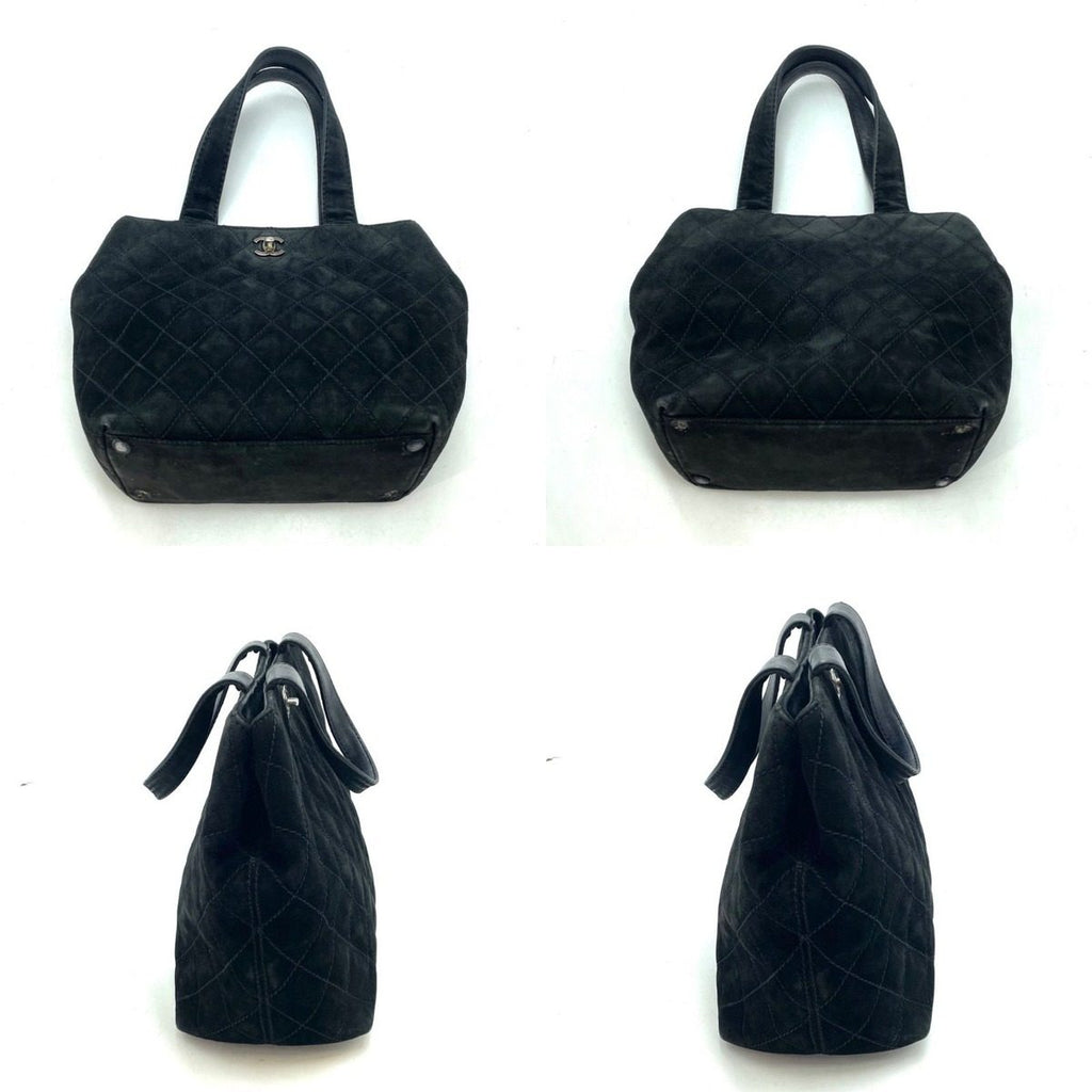 Chanel Quilted Suede Hand Bag Turnlock Black — view 4