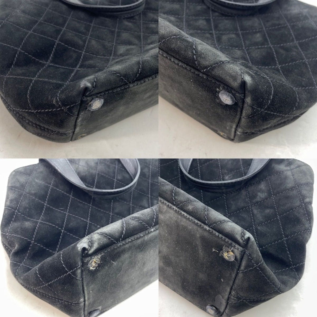 Chanel Quilted Suede Hand Bag Turnlock Black — view 6