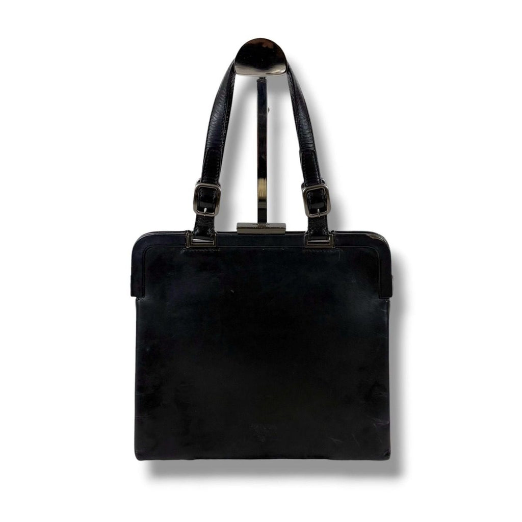 Prada Purse Top Handle Handbag Leather Black Nero — view 2