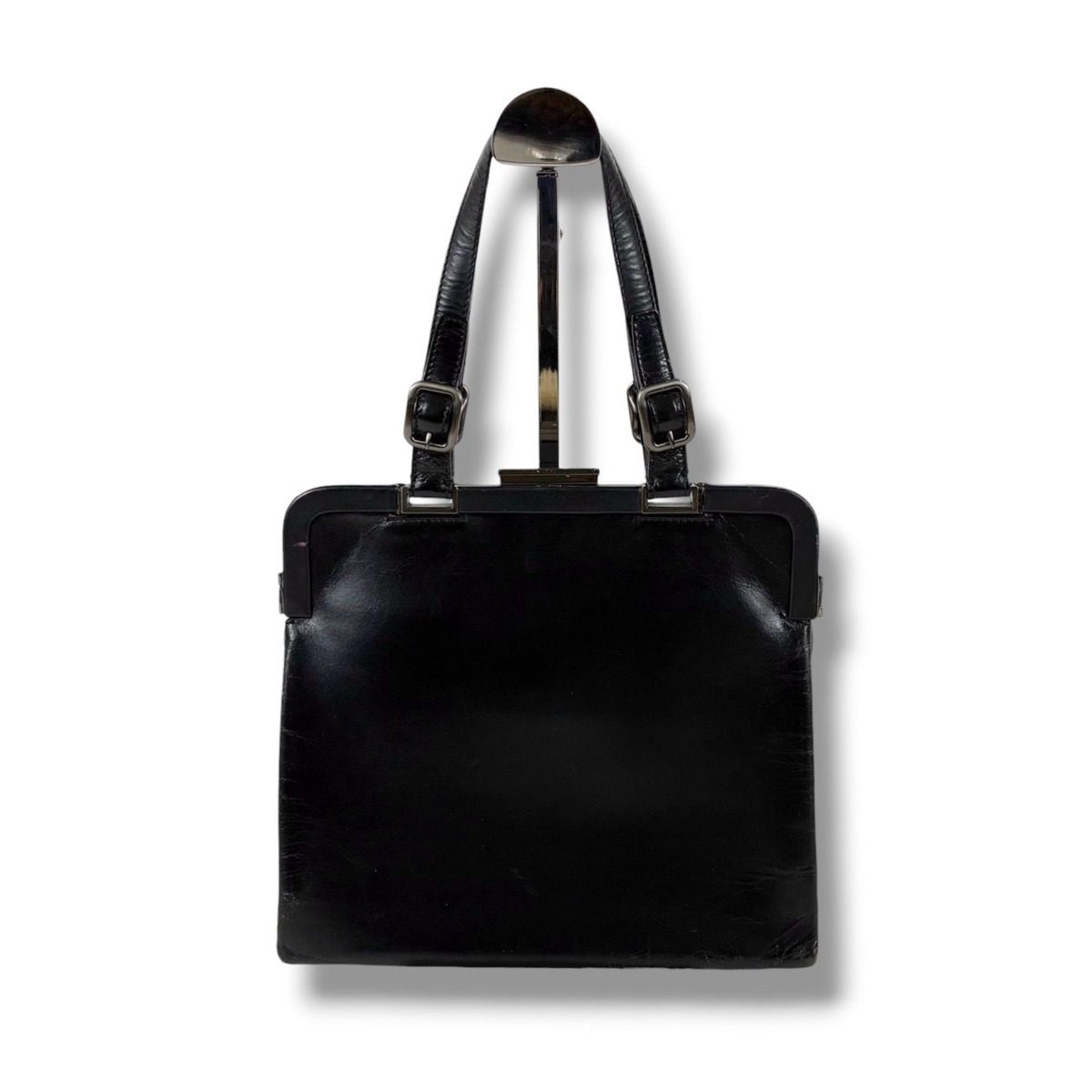 Prada Purse Top Handle Handbag Leather Black Nero — view 3