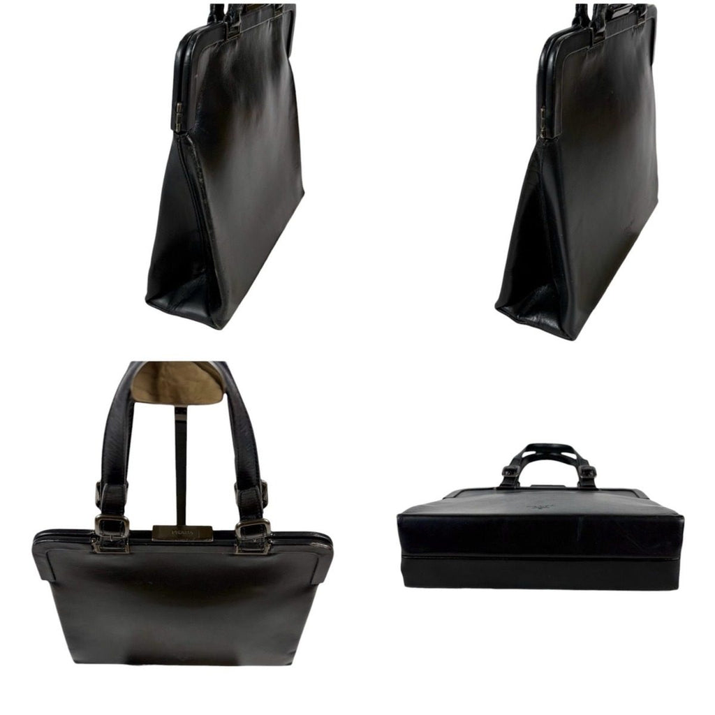 Prada Purse Top Handle Handbag Leather Black Nero — view 4
