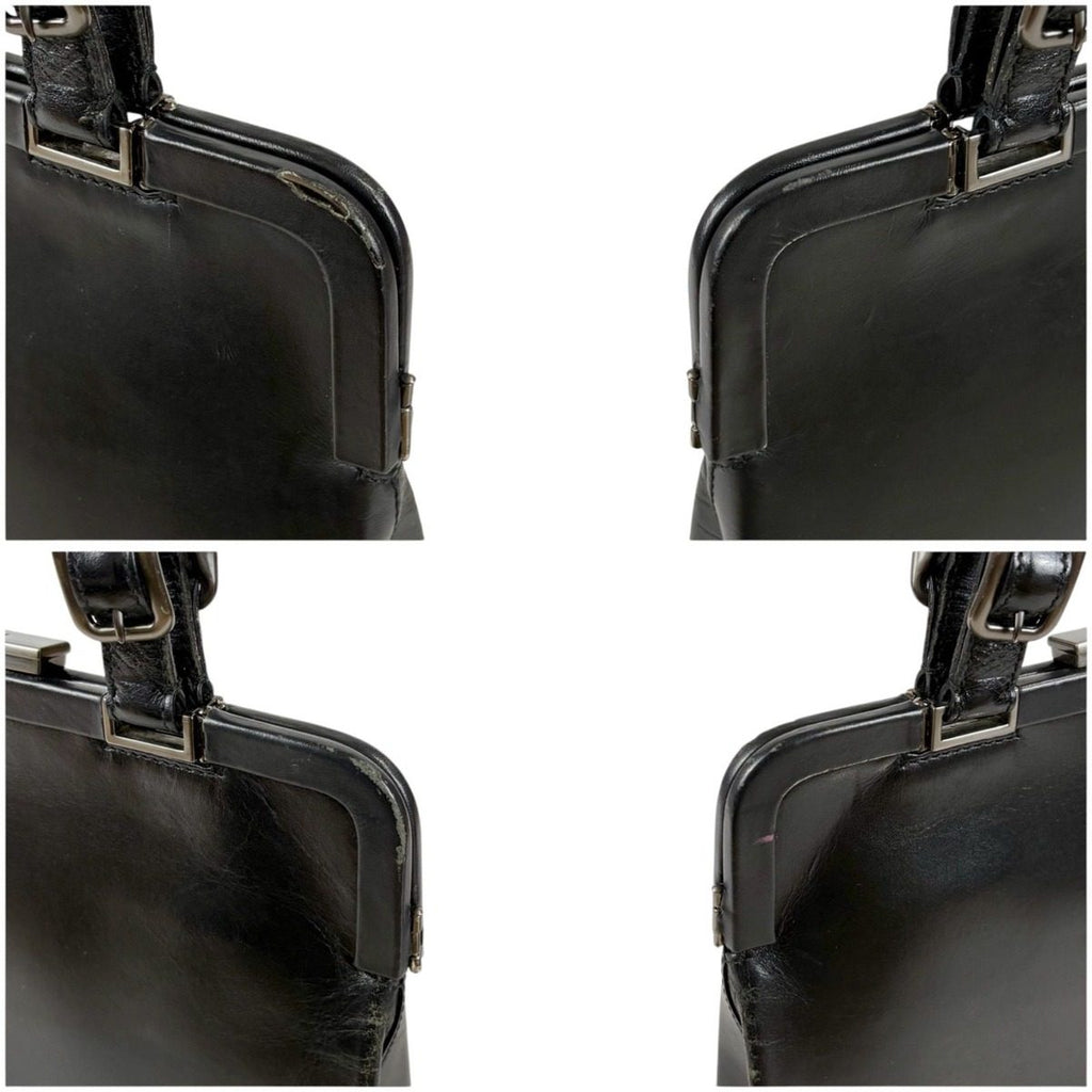 Prada Purse Top Handle Handbag Leather Black Nero — view 5