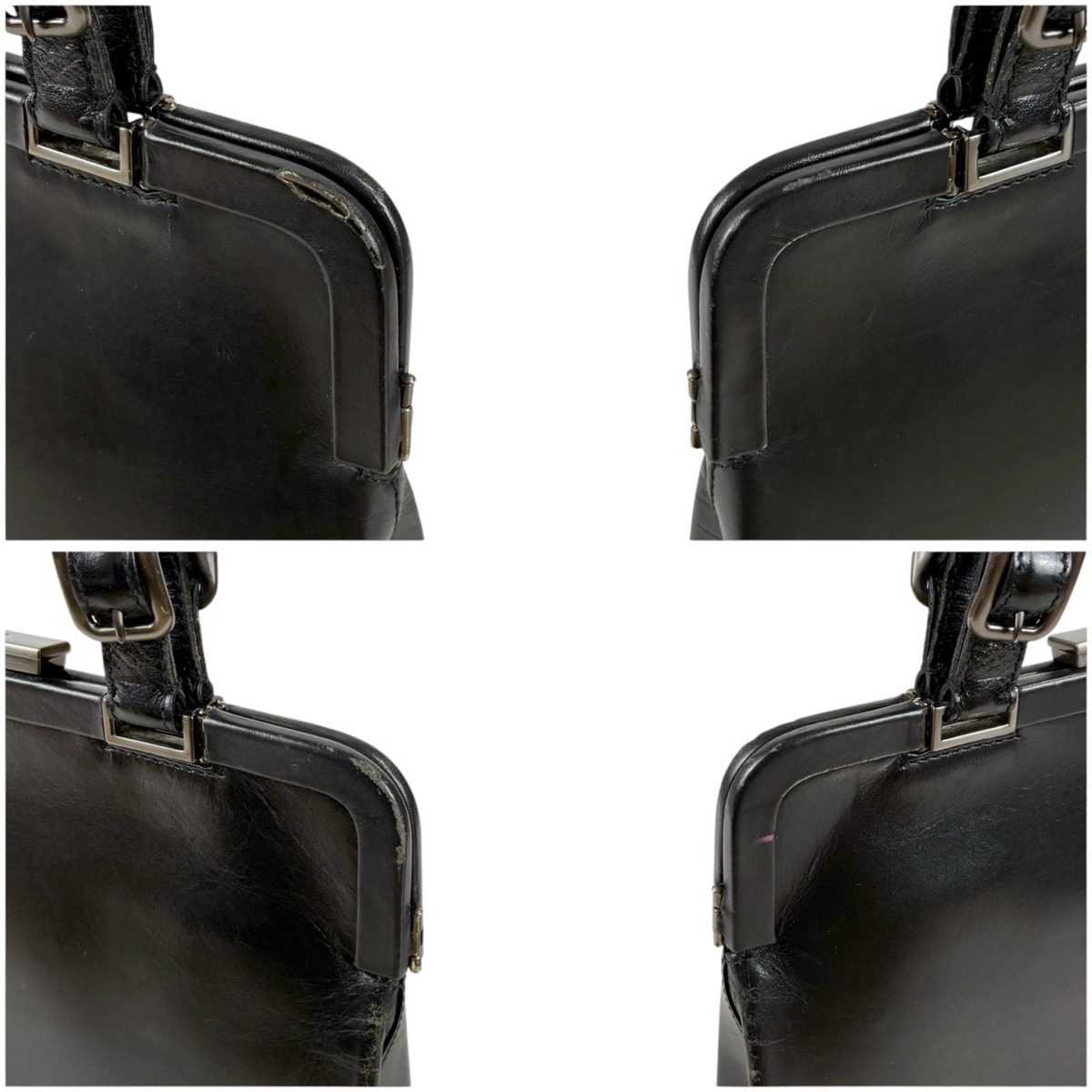 Prada Purse Top Handle Handbag Leather Black Nero — view 5